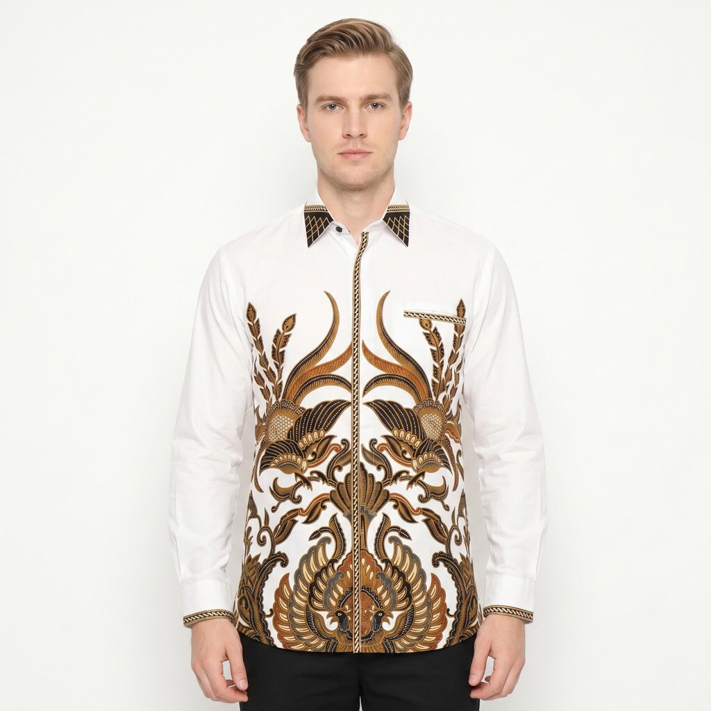 |Magnus| Kemeja Batik Pria Lengan Panjang Bahan Katun ATBM Lapis Furring Tricot/Trikot Waffle Jahita
