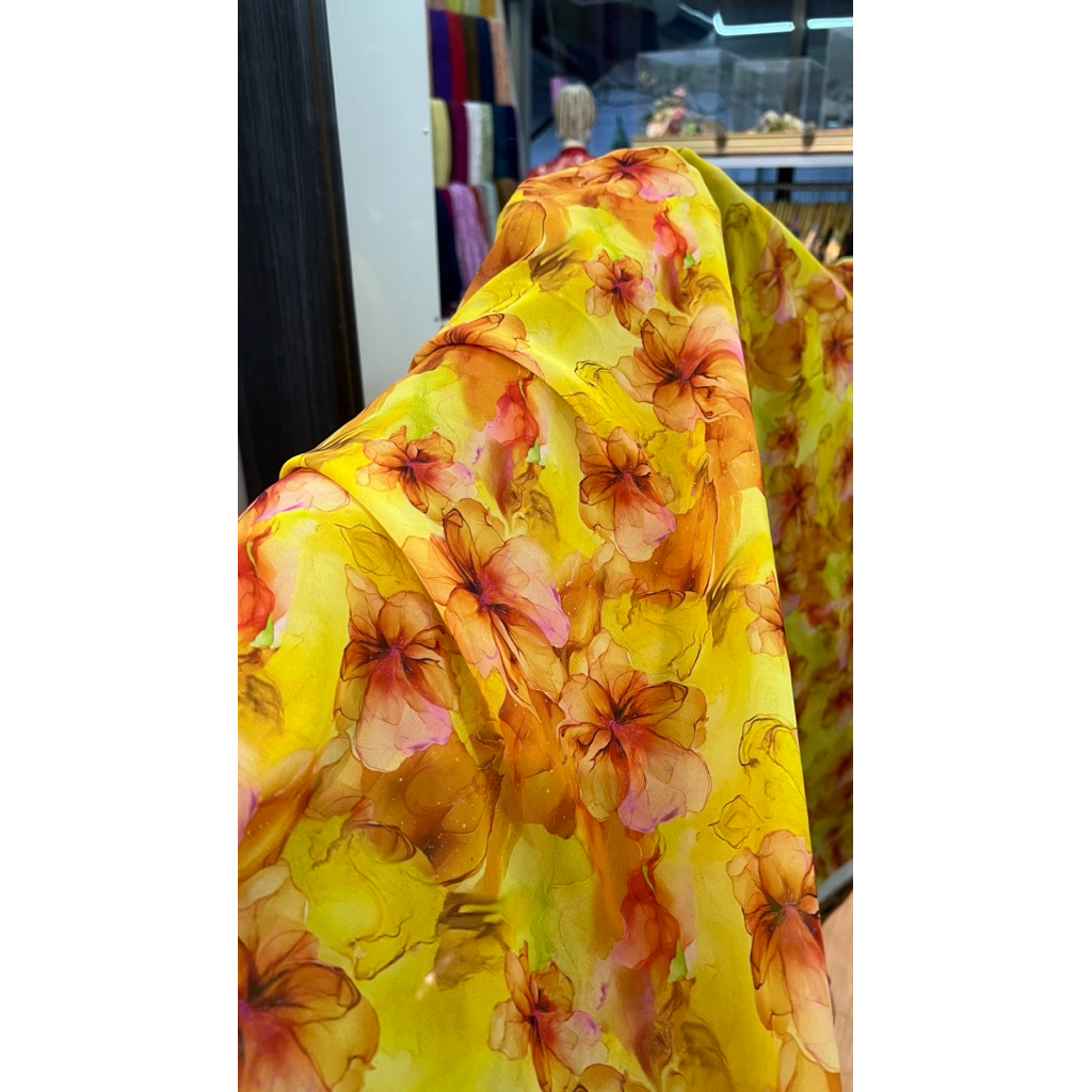 Sifon Sutra Hycon motif Bunga Print