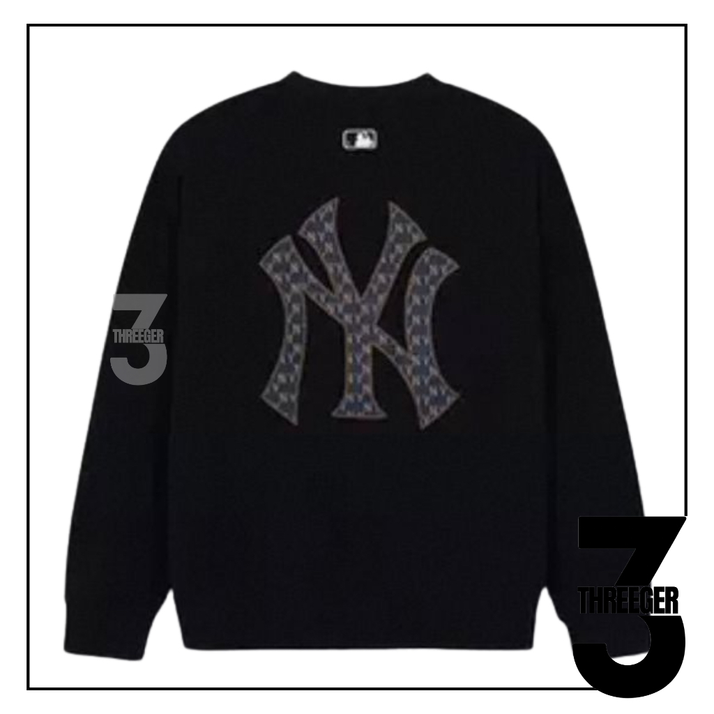 MLB NY Yankees Big Lux Logo Monogram Sweatshirt Black Original / Sweatshirt MLB Authentic