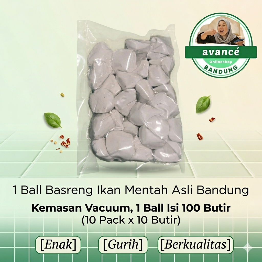 1 Ball (100 Butir) Basreng Ikan Mentah Asli Bandung Kemasan Vacuum