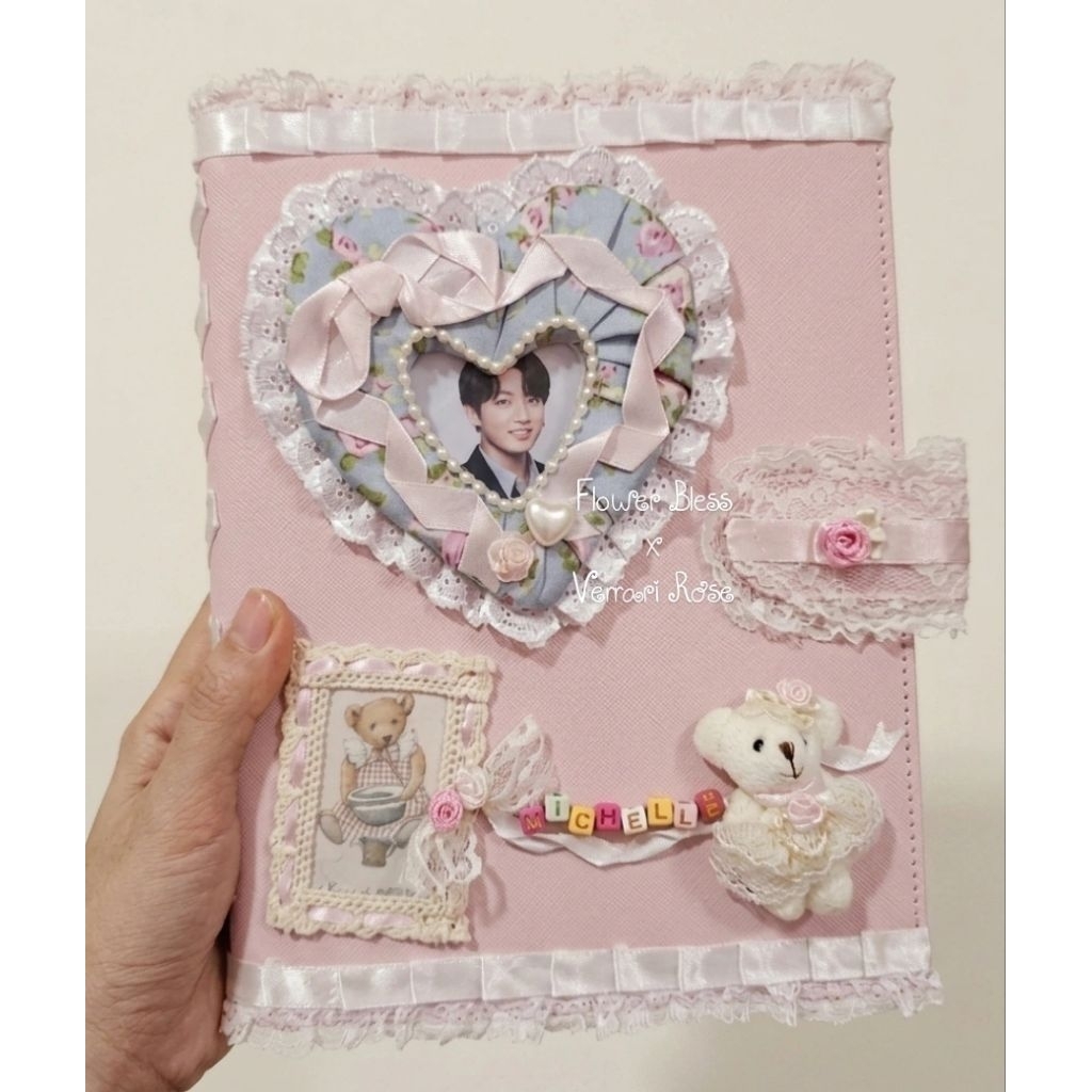 SHABBY LACE DECO BINDER / COQUETTE DECO BINDER / PINK