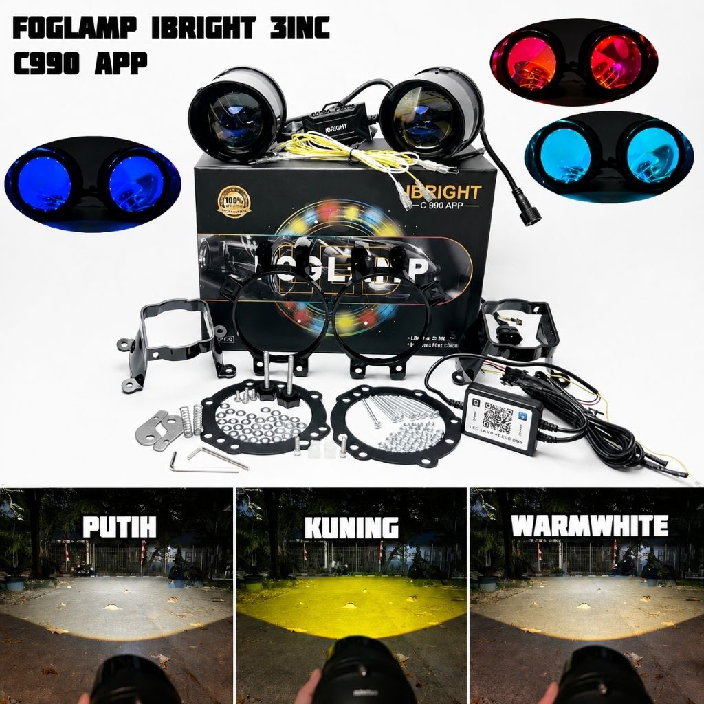 IBRIGHT FOG 7 - Foglamp Biled 3inch Blue Lens