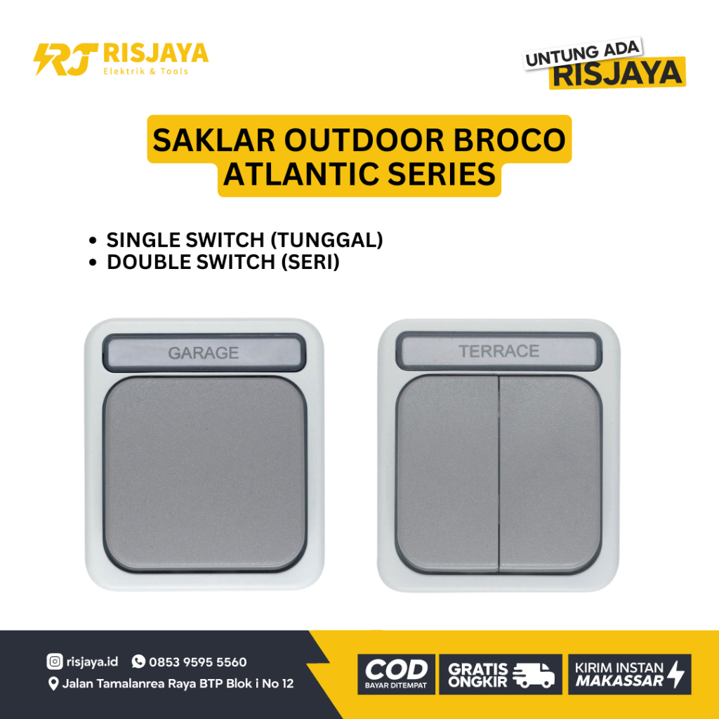 Saklar Outdoor Waterproof Broco Saklar Seri Saklar Tunggal Lebar Outdoor Broco