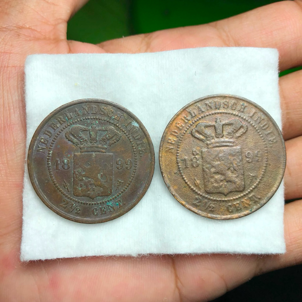 Koin Benggol 2,5 Cent Asli 2pcs Tahun 1899