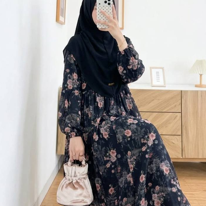 MCL label - Dress Set Rayon Hijab Polos Gamis Motif