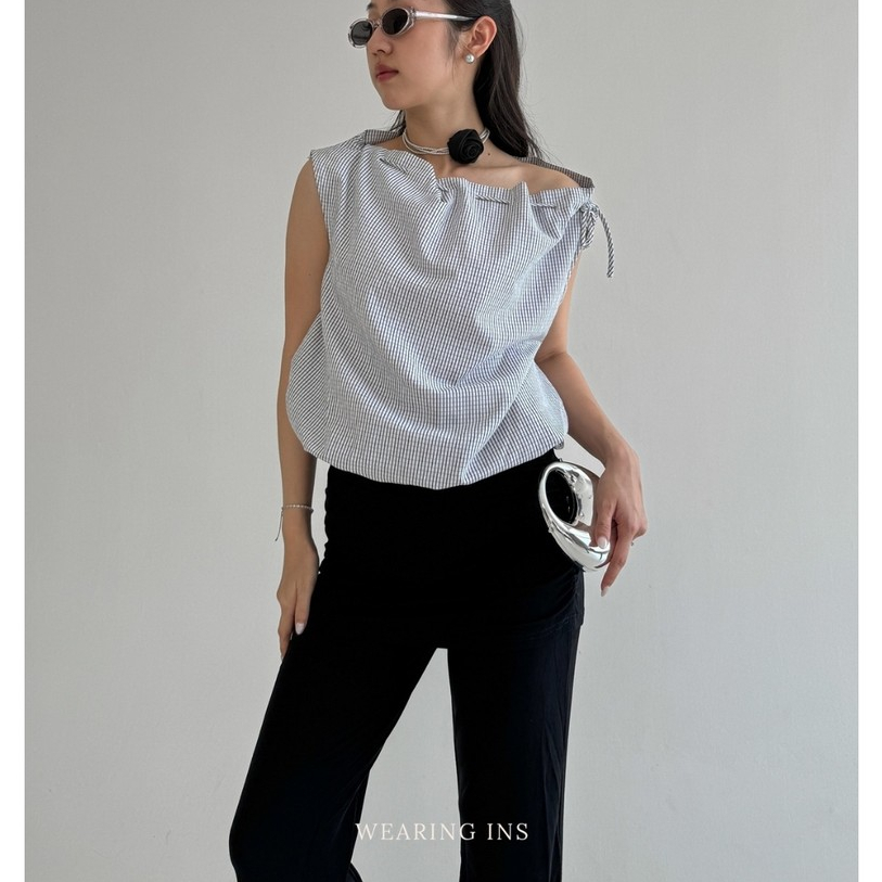[WEARING INS] Beverly Top - Atasan Casual Wanita Kotak Kotak Free Tali Belt