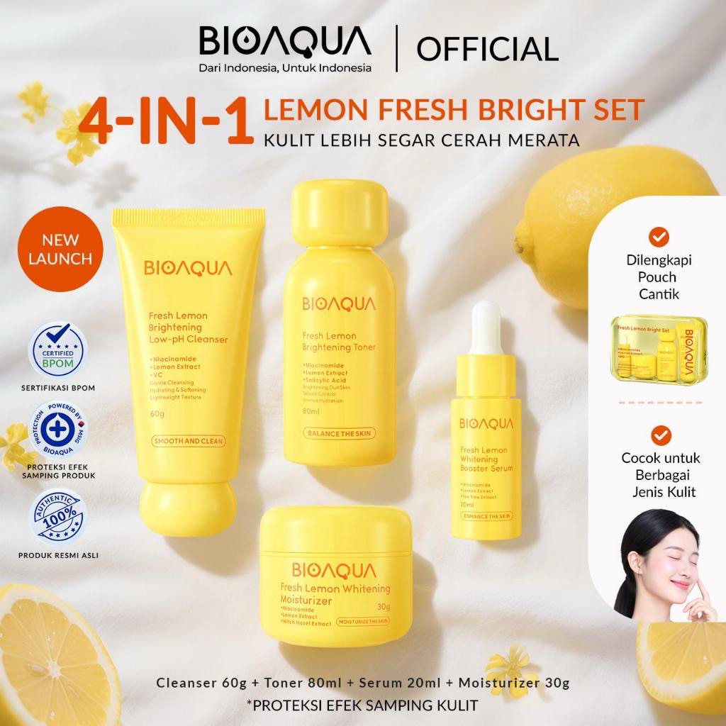 BIOAQUA Skincare Paket 4 Pcs Niacinamide Glowing Brightening