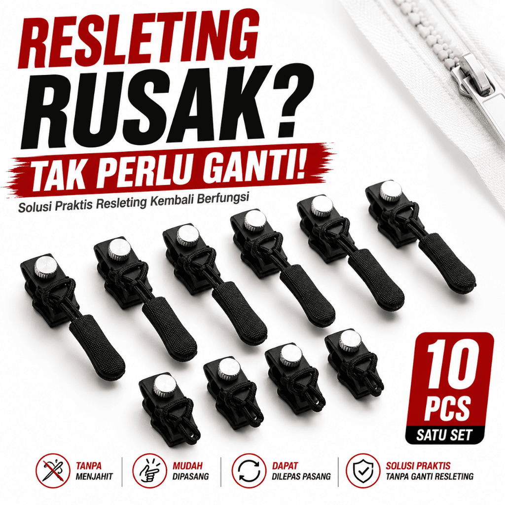 [Halo Hype] 10 Pcs Pengganti Ritsleting Universal Zipper Lock Repair  Tas Jaket Aksesori