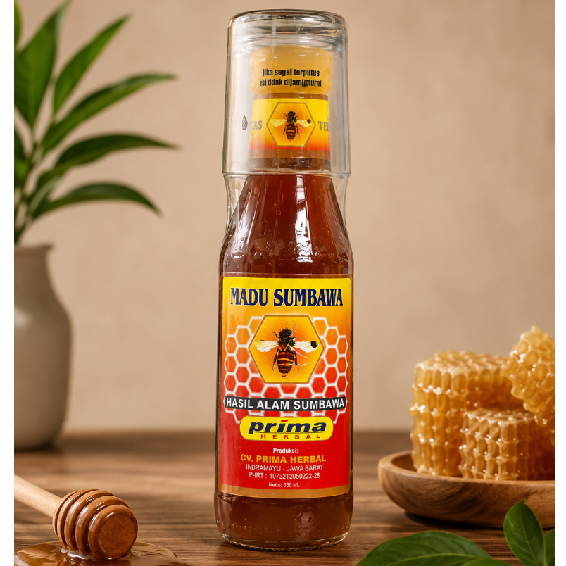 Madu Sumbawa Prima herbal 350ml - Madu Sumbawa Gelas Madu Dari Lebah Hutan Sumbawa