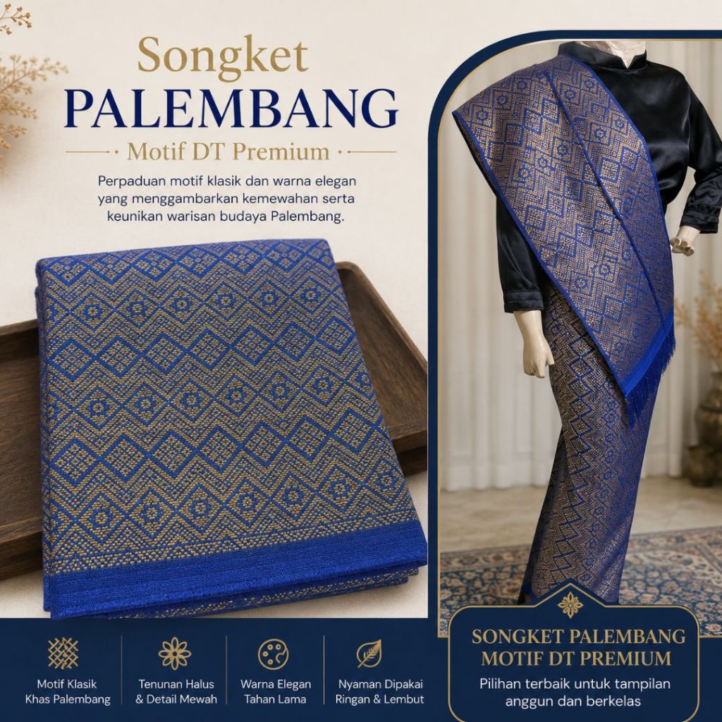 VR Textile - Songket Palembang Motif DT Premium | Berbagai Warna & Motif Terlaris