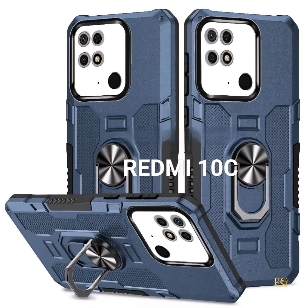 Casing XIAOMI REDMI 10C Hard Case Ring Armor Robot Standing Handphone
