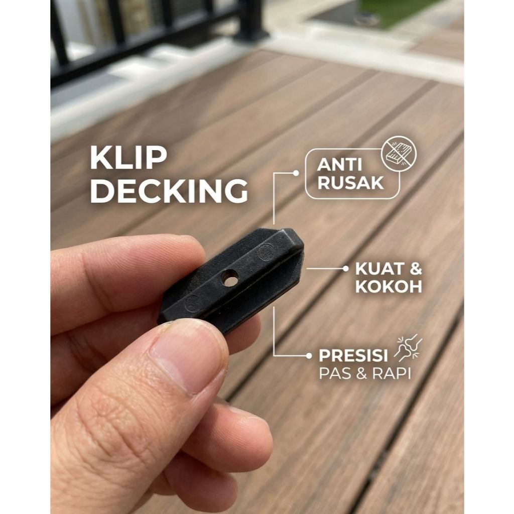 Klip Decking Plastik Hitam – Aksesoris Pemasangan Decking Kayu dan WPC