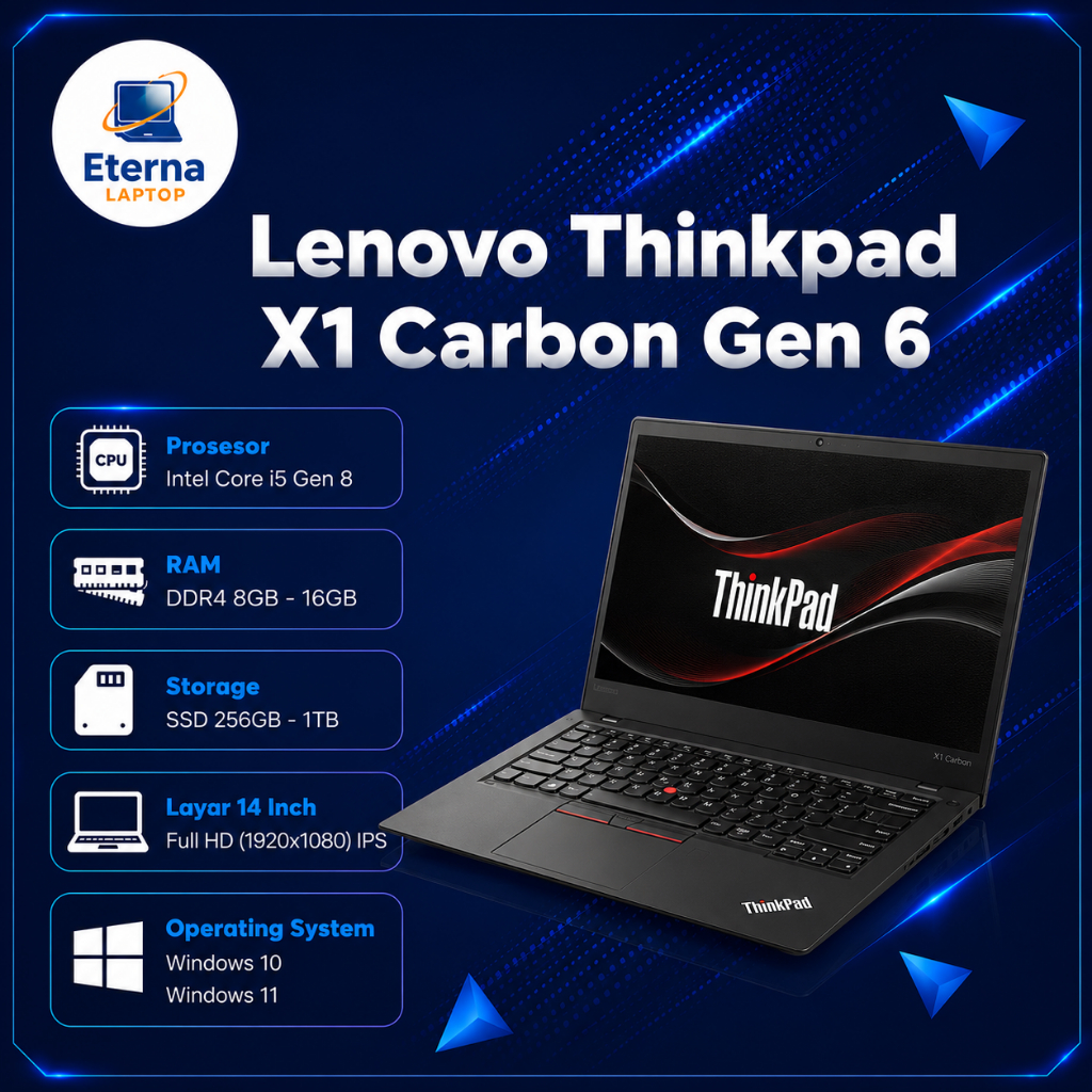 Laptop Lenovo Thinkpad X1 Carbon Gen 6 i5 gen 8 Laptop Seken Bekas Bergaransi FREE TAS DAN MOUSE