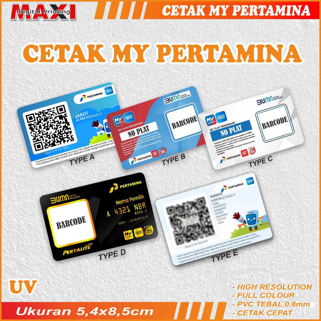 Cetak Barcode My Pertamina, Di Print UV  2 Sisi , Bahan PVC Tahan Gores, Tahan Air Dan Tidak Mudah P