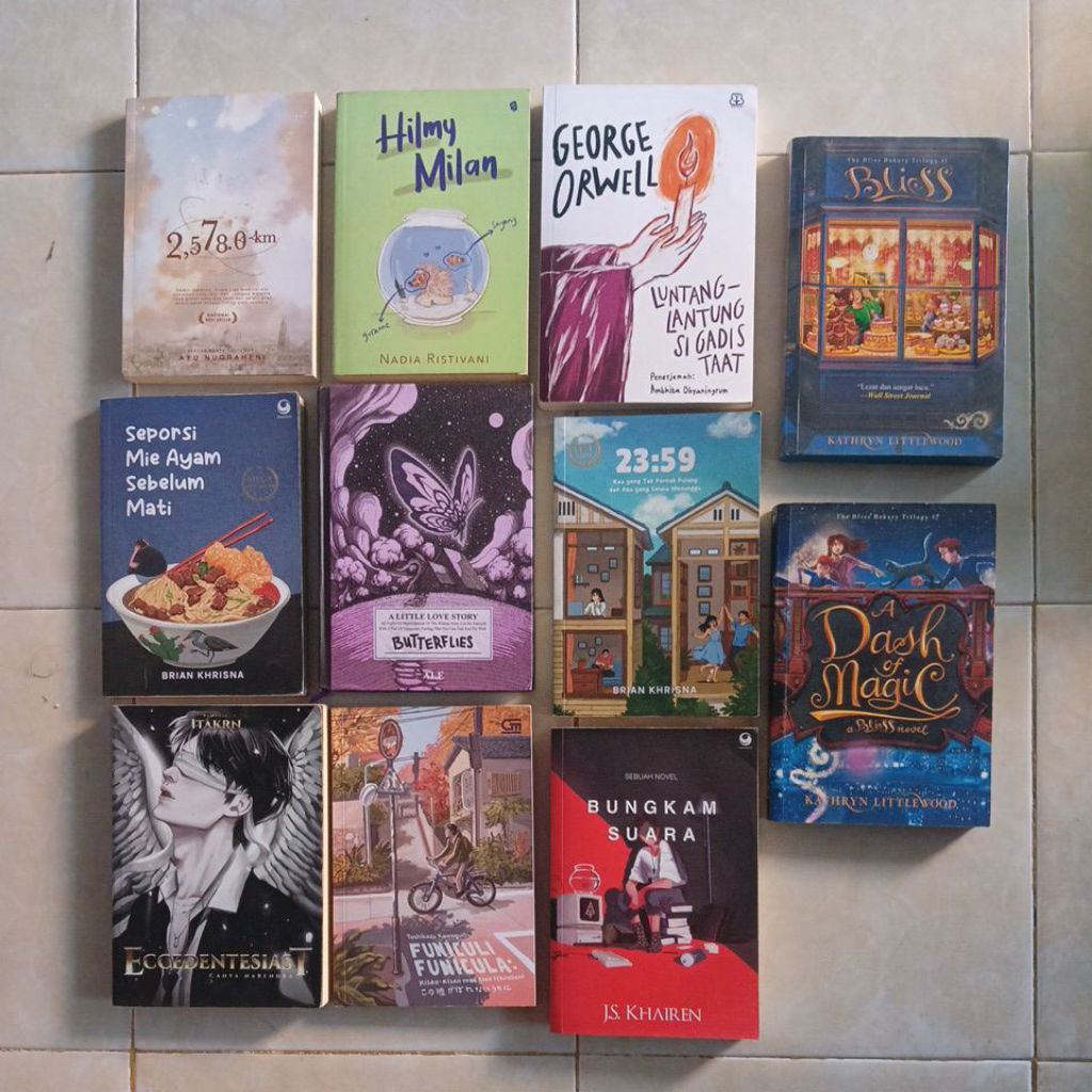 ORIGINAL Novel Preloved Seporsi mie ayam, 23:59, Bungkam suara, Eccedentesiast, Butterflies, 2,578 k