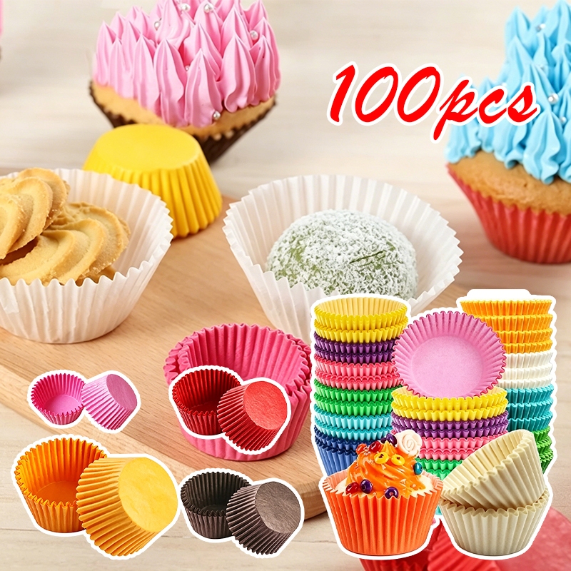 100 Pcs Muffin Warna-warni Cupcake /cup kertas kecil alas/Paper cup kertas untuk kue kering kecil/Cu