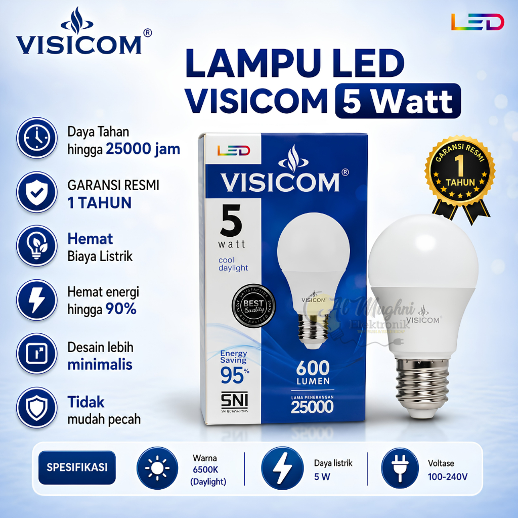 LAMPU LED BULB VISICOM 5 W/ LED VISICOM 5 WATT/ LAMPU HEMAT ENERGI VISICOM 5 W