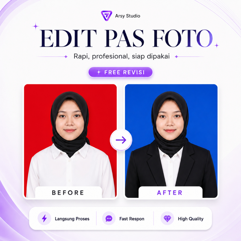 Jasa Edit Pas Foto Cepat & Rapi - Ganti Background Merah Biru - Edit Jas, Kemeja, Dasi, Baju PNS & F