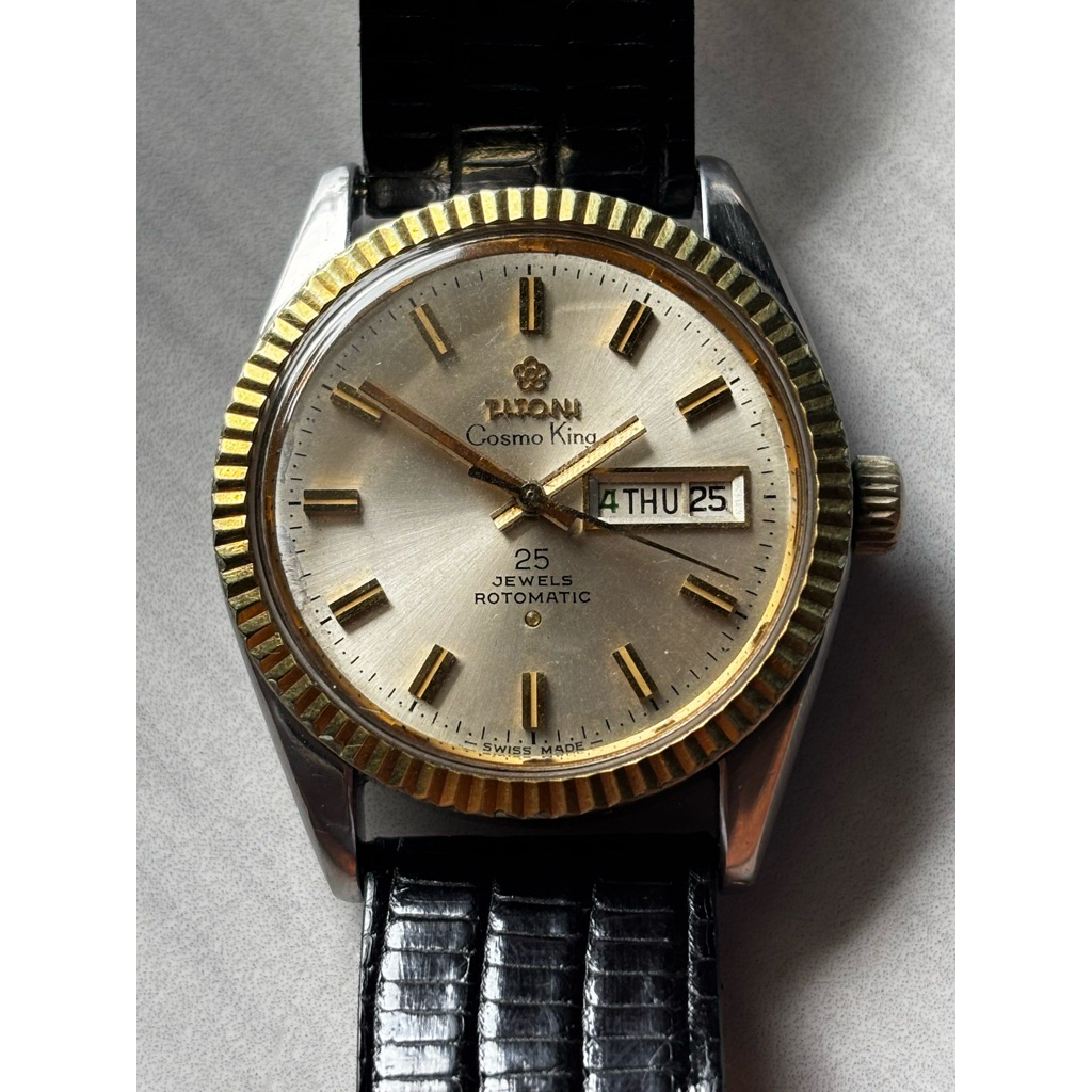 Jam Tangan Vintage TITONI COSMO KING Rotomatic 25 Jewels Swiss Made kondisi bagus dan Normal