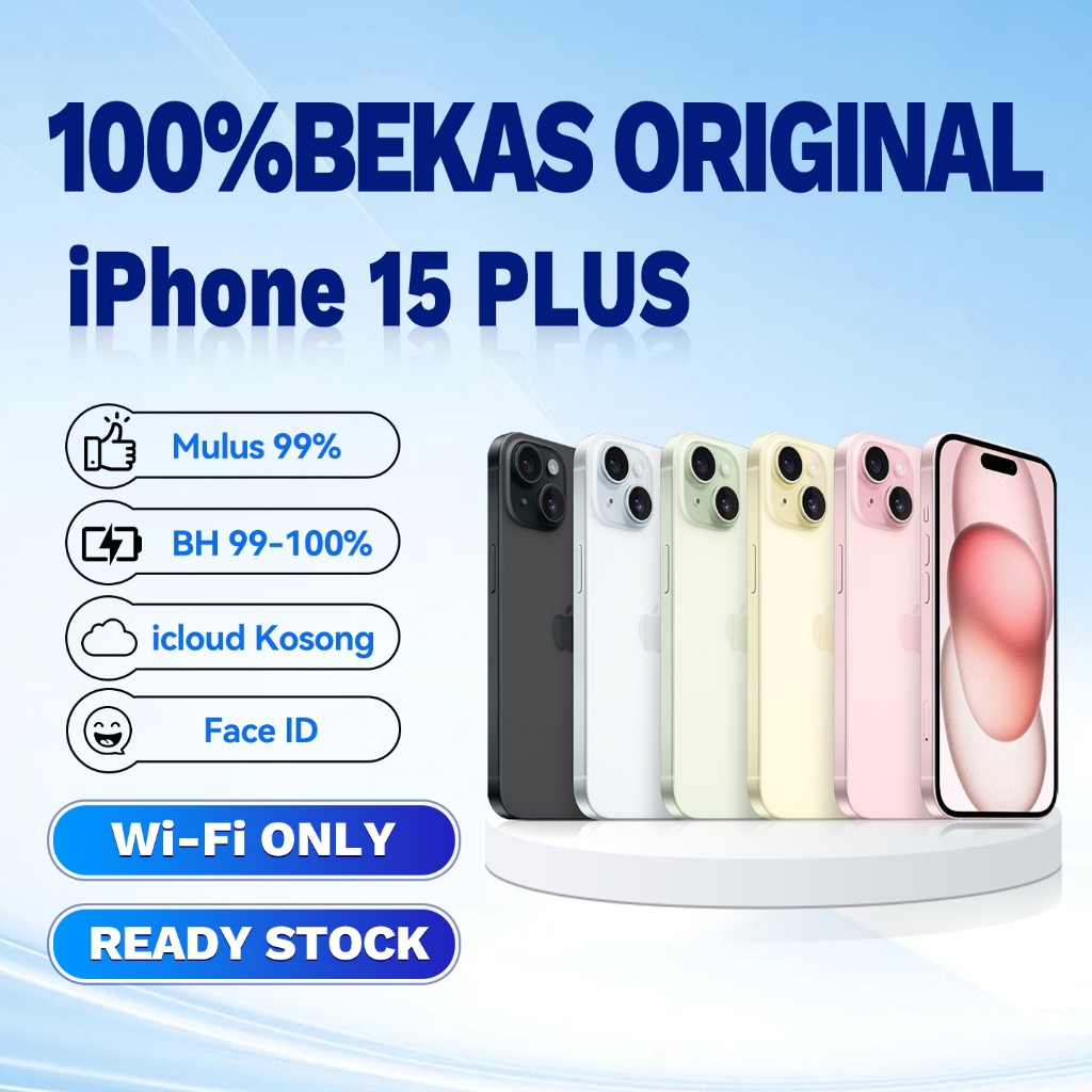 iPhone 15 Plus WiFi Only / Sim Bypass / Bekas ORI Mulus 99% / 128GB 256GB MULUS FULLSET ORI Face ID 