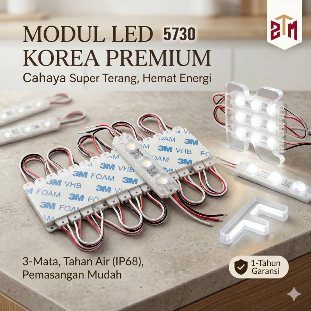 Lampu LED Modul SMD 5730 3 Mata, 12V, 1.5W - 100 pcs