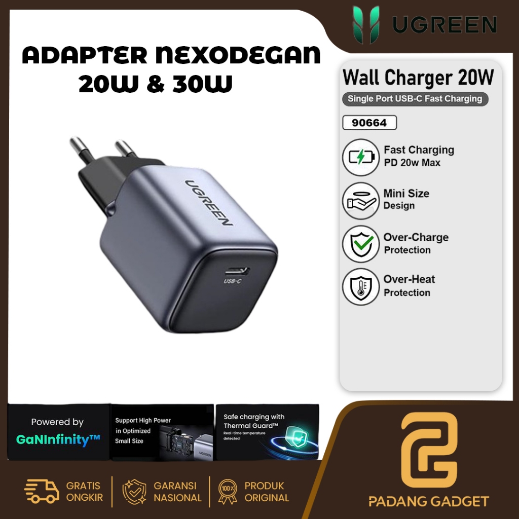 Ugreen Adaptor Charger Nexode Gan & Nexode Gan Pro 35006 15326 90664 20W 30W