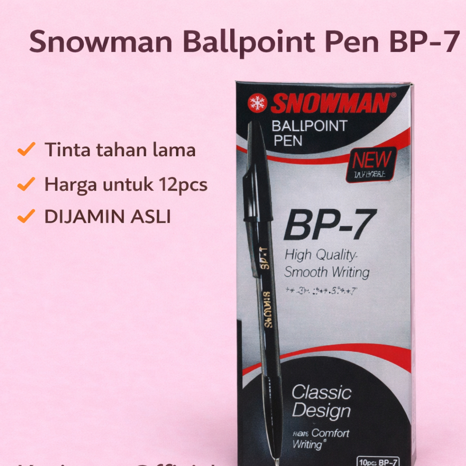 Snowman Bolpen BP-7 / Snowman Ballpoint BP-7 / Snowman Pen BP-7 (12 pcs)