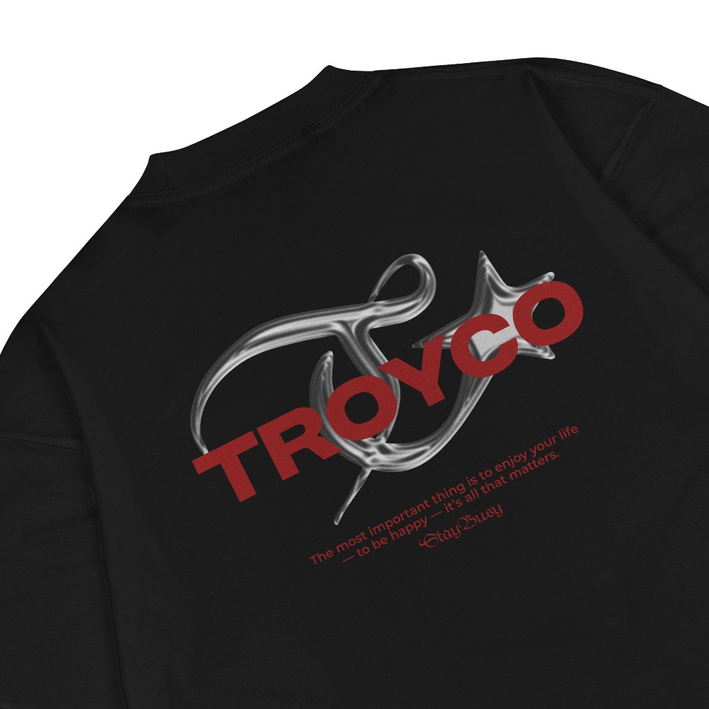 Troy Company Boxy Oversize Tshirt Black Crome - Kaos Pria Boxy Oversize Hitam MBD 3111