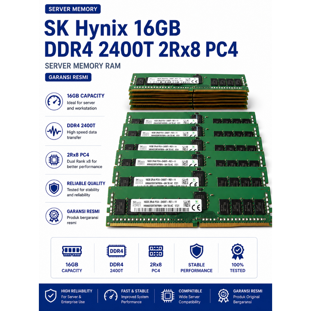 SK Hynix 16gb Memory Ram Server DDR4 2400T 2RX8 PC4 GARANSI