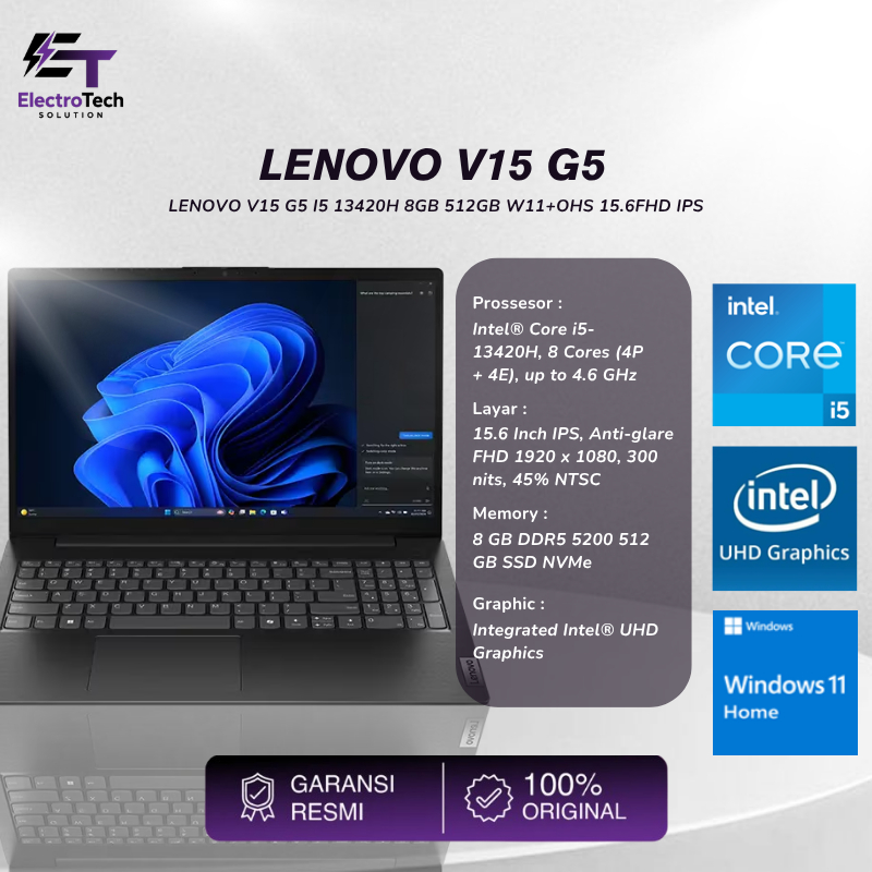 LENOVO V15 G5 I5 13420H 8GB 512GB W11+OHS 15.6FHD IPS