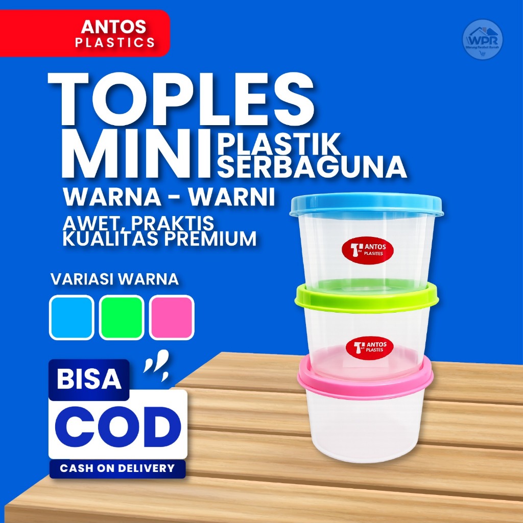 Antos Plastics 100ml / Toples Kecil Laris / Toples Kecil Warna Murah / Toples Plastik Warna / Toples