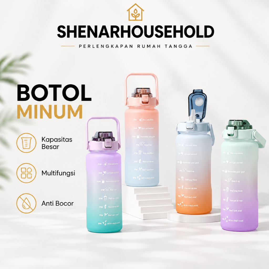 Botol Minum 2 Liter Gradasi Thumbler Anak Dewasa Botol Olahrga Plastik Quifit Jumbo Free Sticker