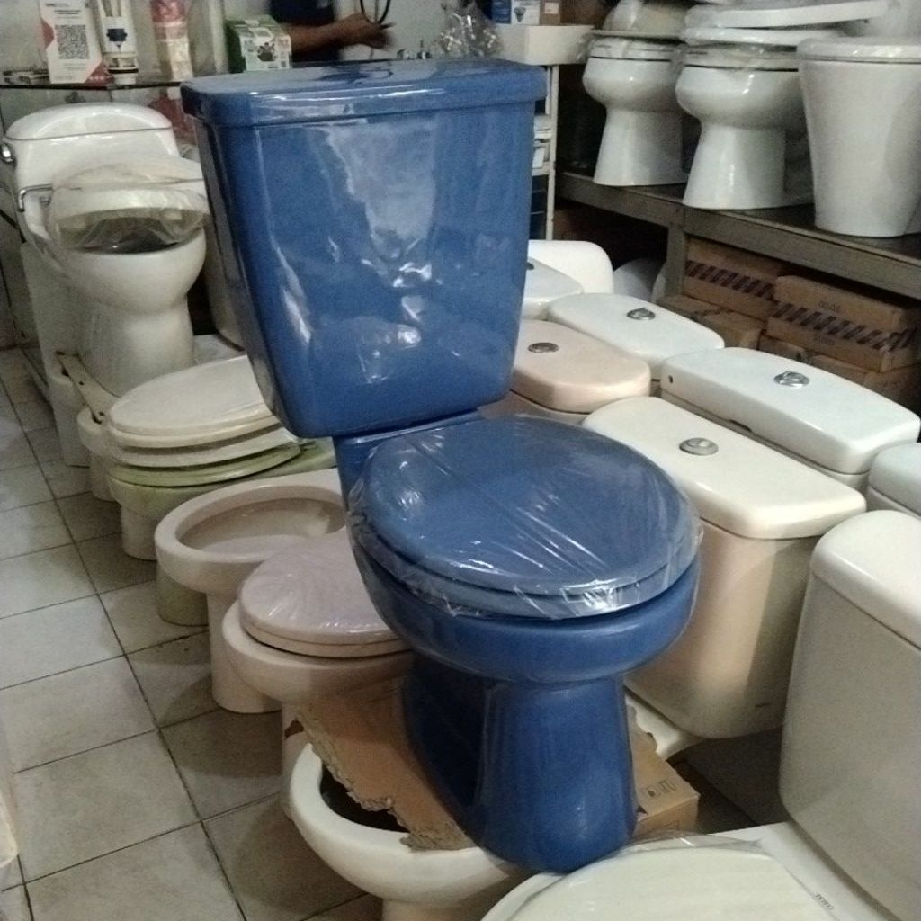 Kloset Closet Closed Duduk murah Toto model engkol samping warna Biru Tua( bekas)
