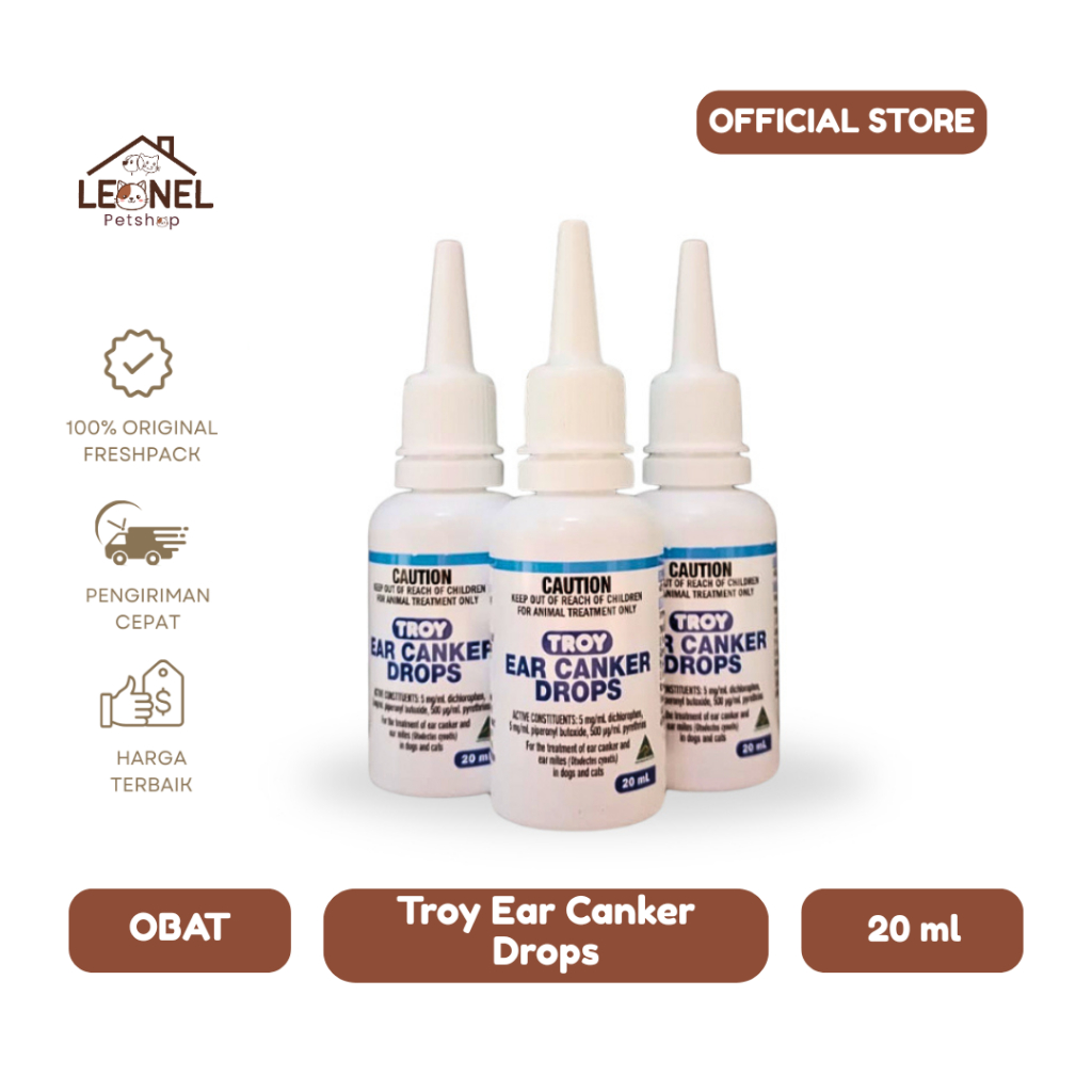 Troy Ear Canker Drops - Tetes Telinga Otitis Ear Mites Anjing Kucing