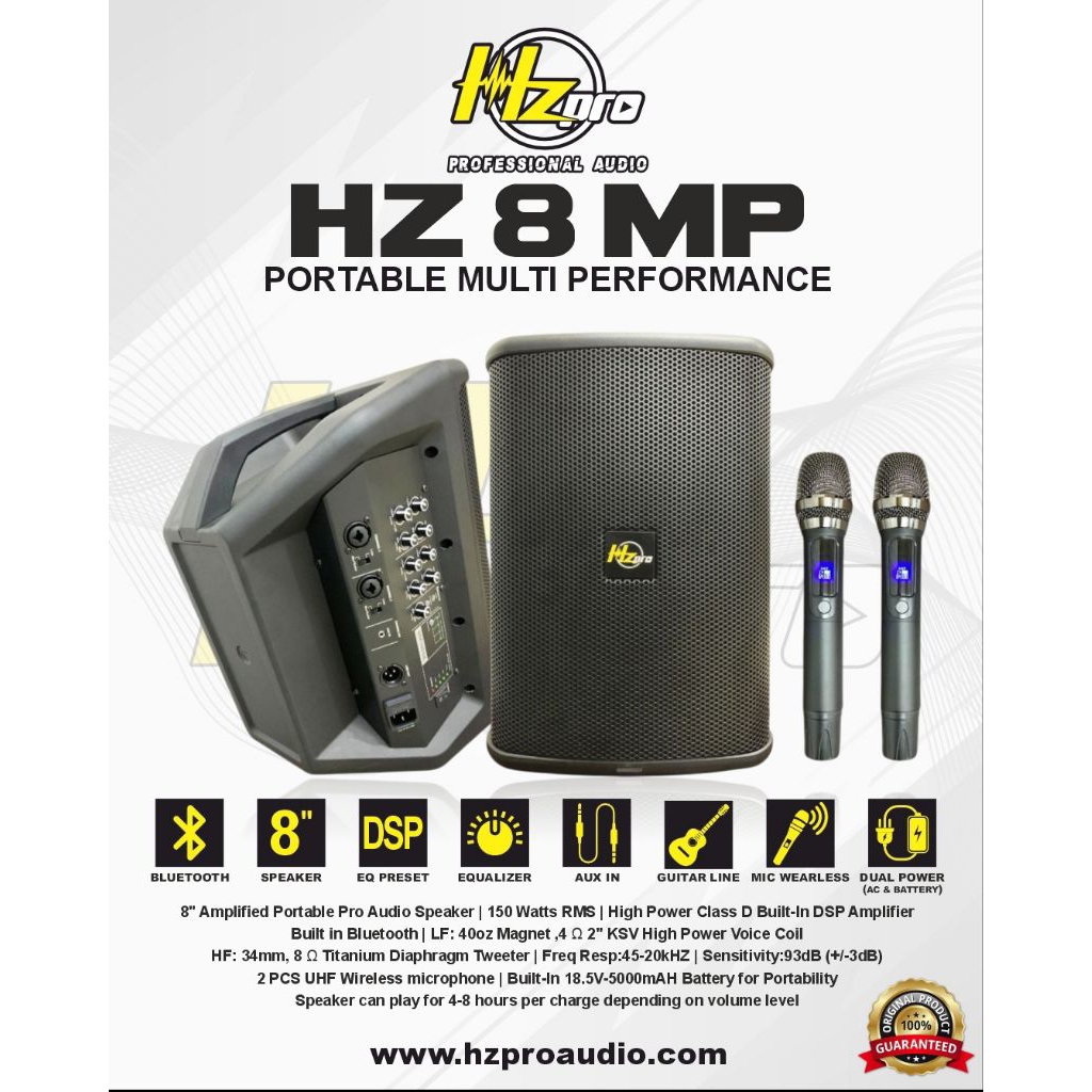speaker portable 8inch hz pro