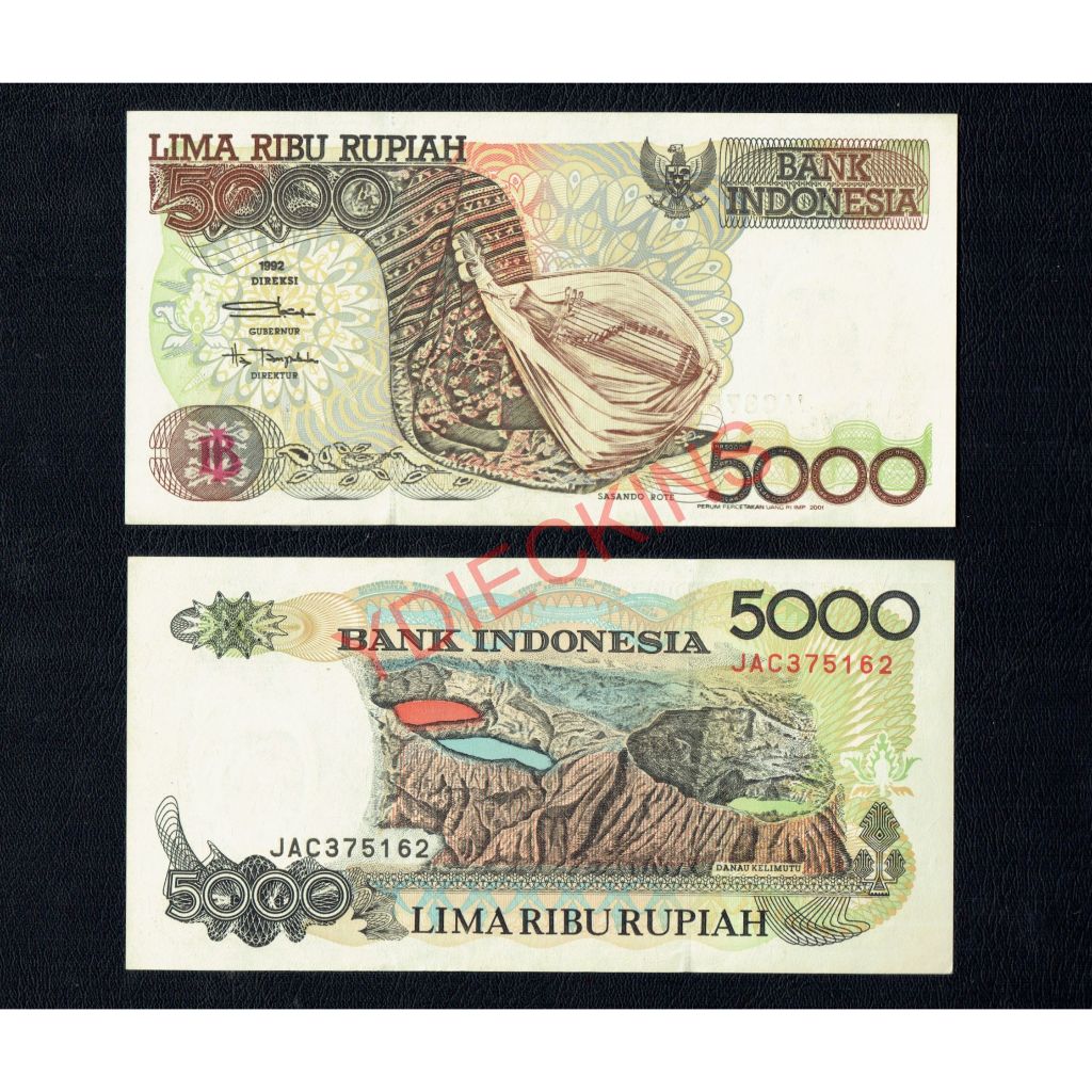 Koleksi Uang Kuno Indonesia 5000 Rupiah Sasando Rote tahun 1992/2001