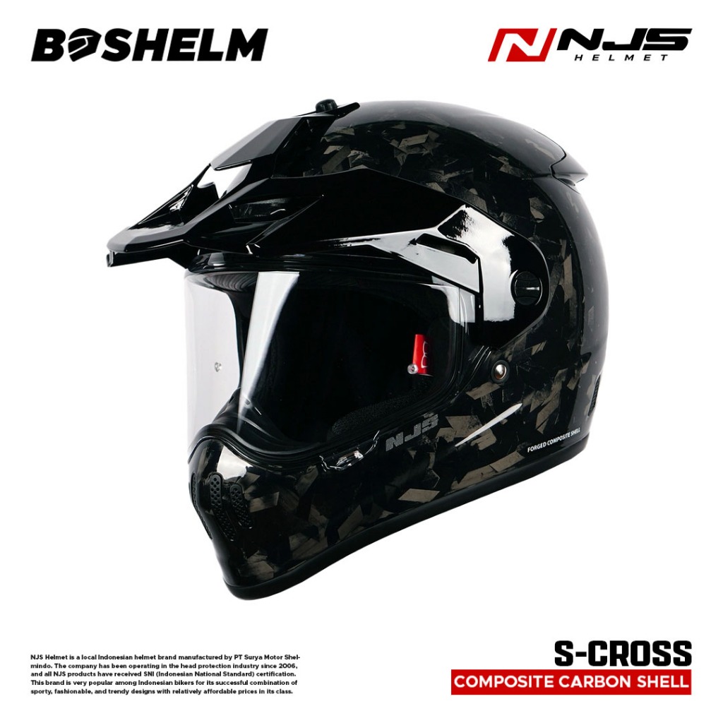 BOSHELM Helm NJS S-Cross Carbon - Helm Full Face SNI