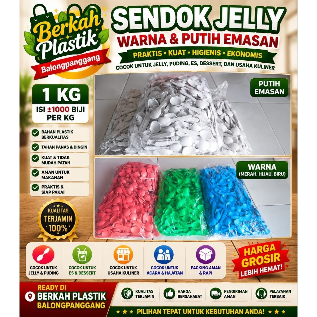 SENDOK JELLY KLIOAN / KEMASAN 1 KG PUTIH / WARNA