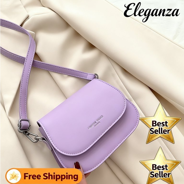 [Eleganza] Tas Selempang Wanita Premium Kulit Sintetis Awet & Tahan Lama Lilac