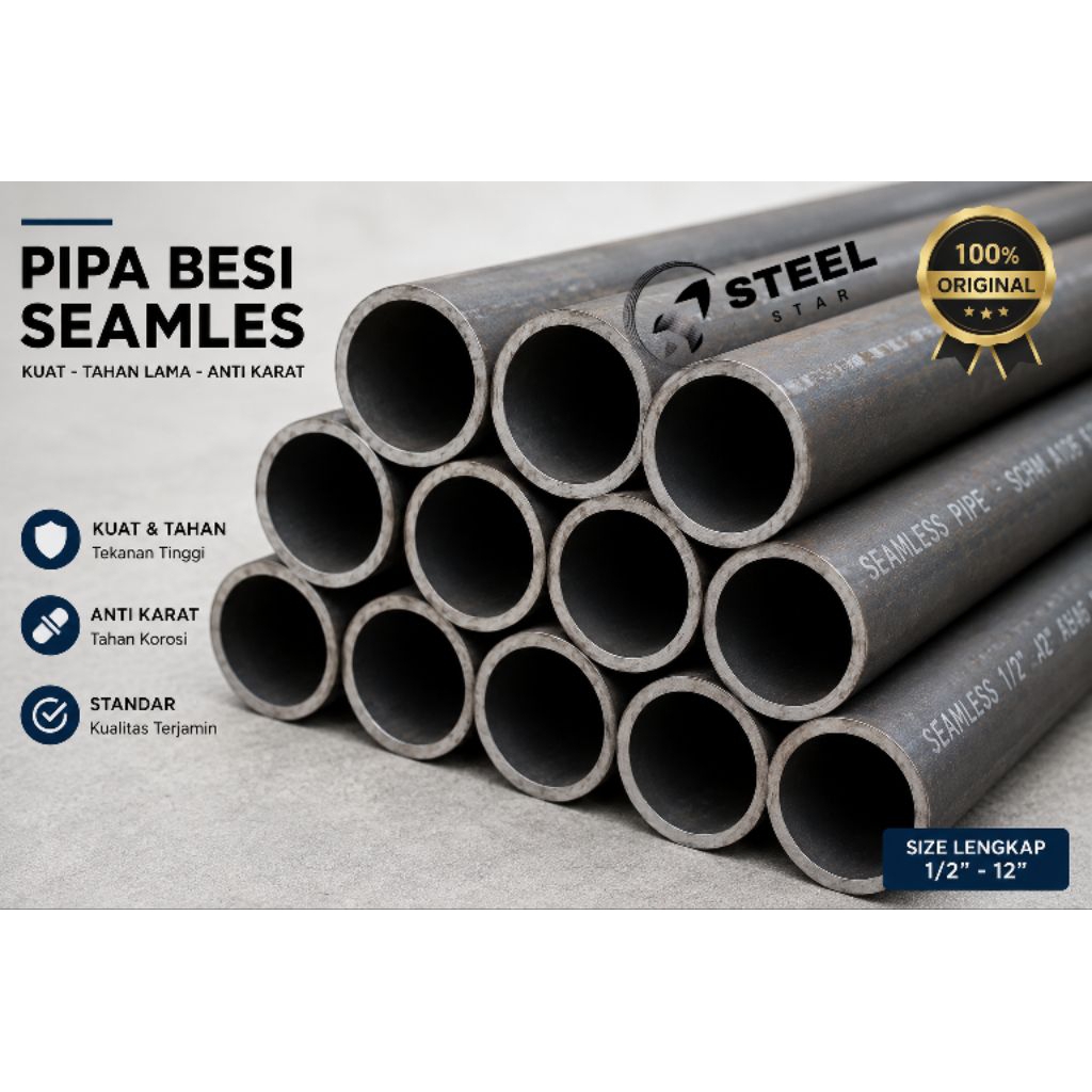 Pipa Besi Sch 40 - 8Inch - Pipa Schedule 40 - Per 1cm