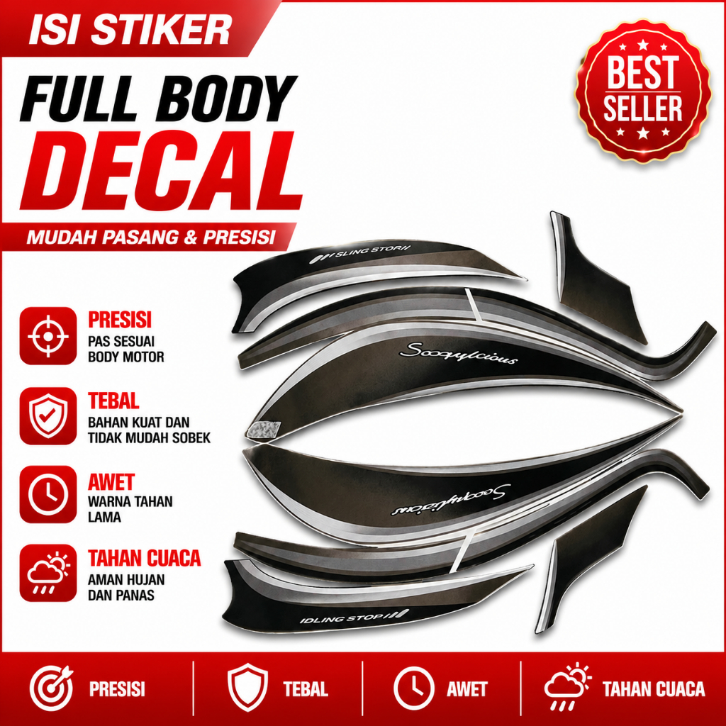 Striping Motor Honda Scoopy Stylish 2018 Bahan Vinyl Original