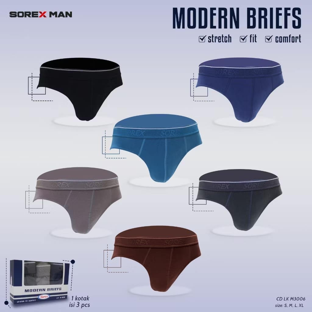 Sorex man  LK M 3006 celana dalam laki laki dewasa modern brief  S, M,L,XL harga perbiji