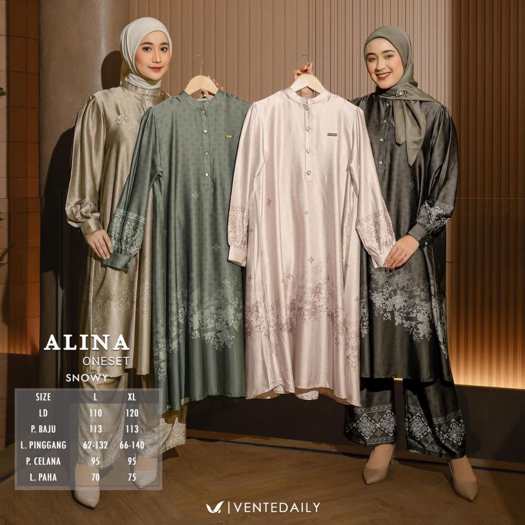 Alina One Set Long Tunik Jumbo Kekinian Setelan Wanita Terbaru Kondangan Hajatan Daily Original Prod