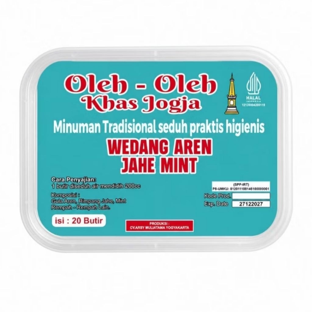 Wedang Aren Jahe Mint Kemasan Cup isi 20 Butir /Wedang Aren Jahe Merah Sereh Kencur Kunyit Putih Min