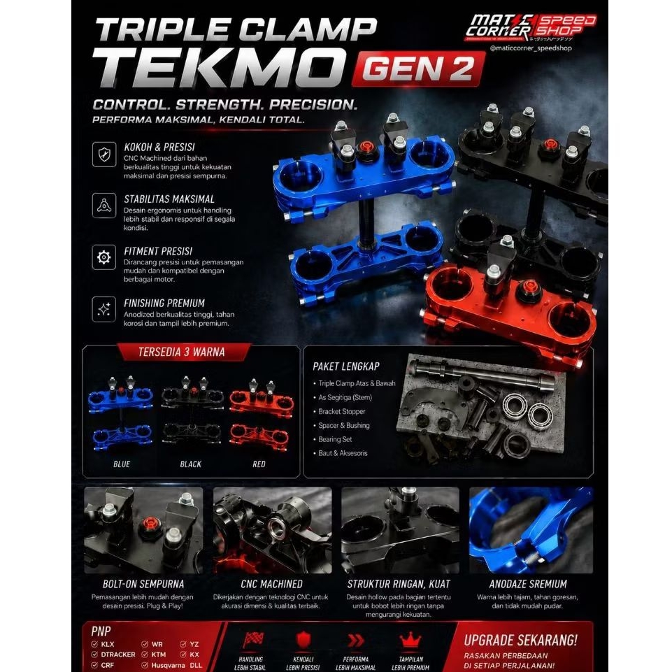 TRIPLECAM SEGITIGA USD TEKMO GEN 2 atau V 2 pnp KTM KLX DT CRF WR