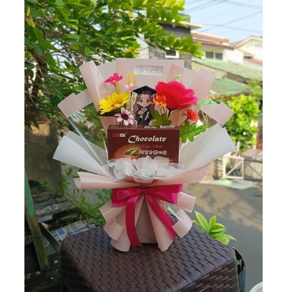Buket Bunga Topper Wisuda Snack/ buket Snack bunga/buket murah
