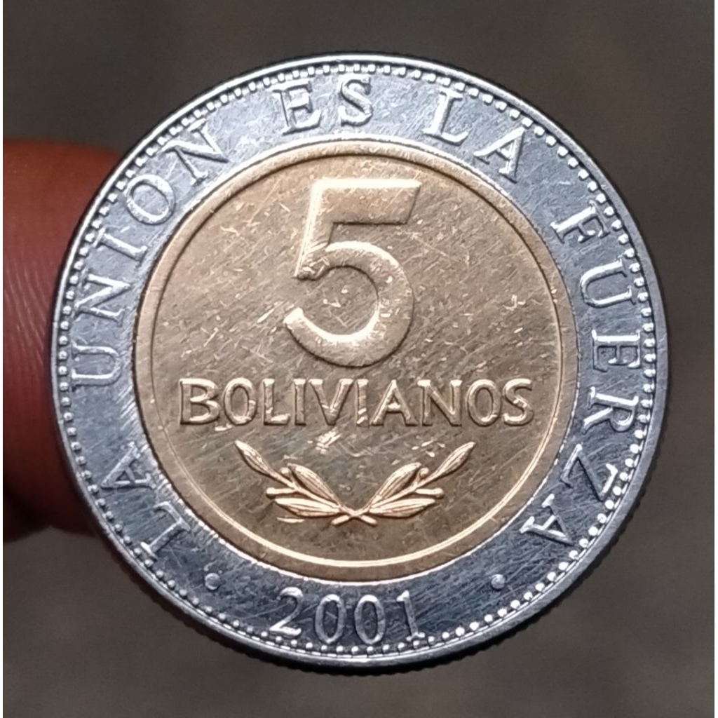 Koin Bimetal Bolivia 5 Bolivianos 2001