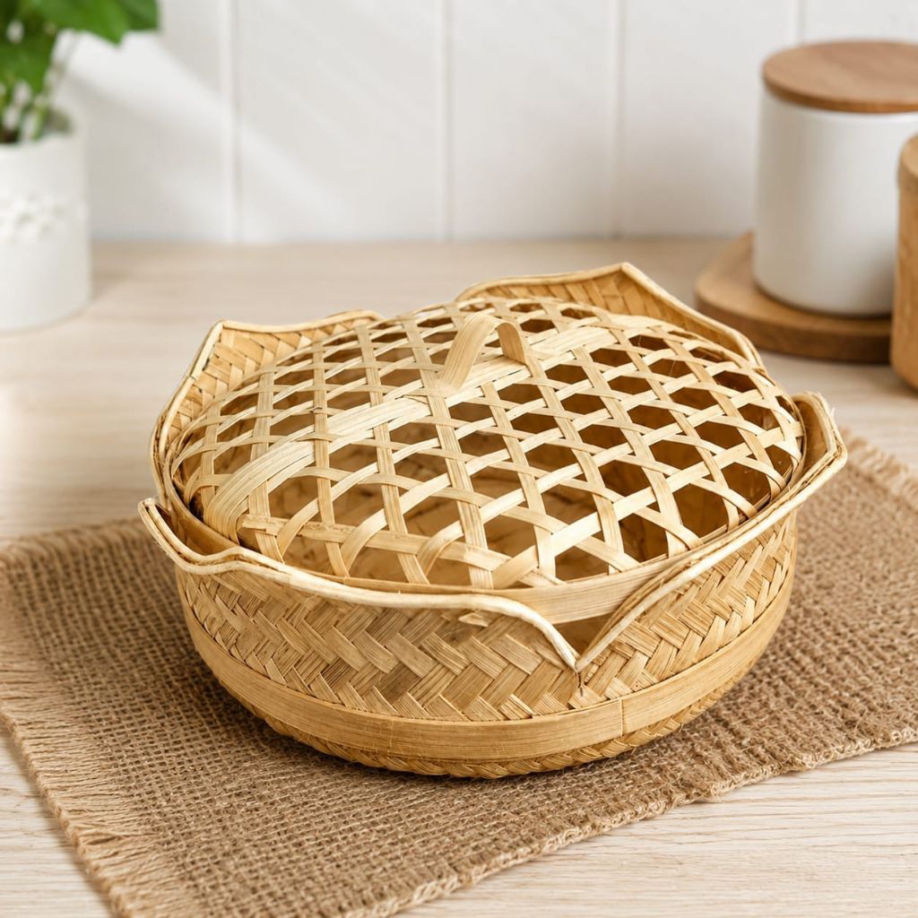 Besek teratai tutup - teratai tutup besar - besek bambu - hampers cantik