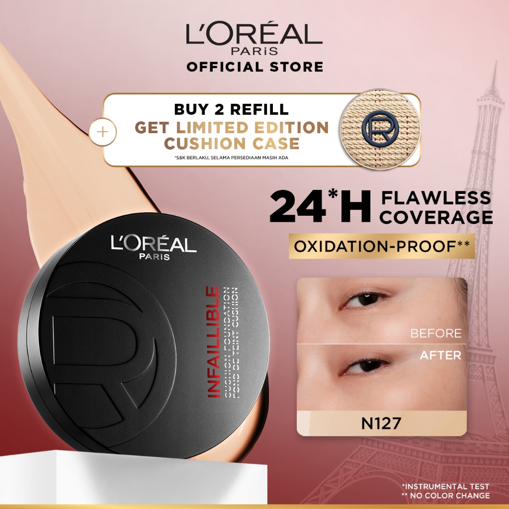 [BARU] L'Oreal Paris Infaillible Cushion Foundation 24H - flawless coverage,  Cushion dengan hasil y