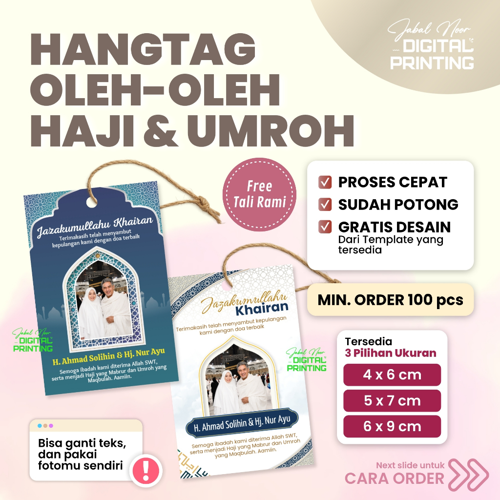 Hangtag Oleh-Oleh Haji & Umroh Custom Foto | Tag Souvenir Jamaah Haji (Free Tali)